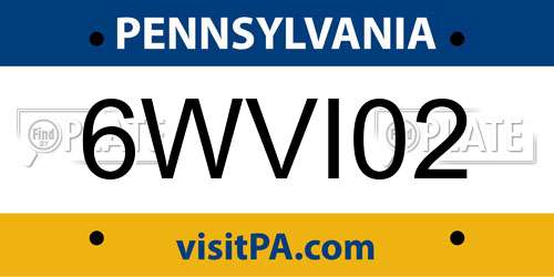 6WVI02 Pennsylvania License Plate