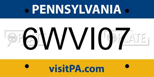 6WVI07 Pennsylvania License Plate