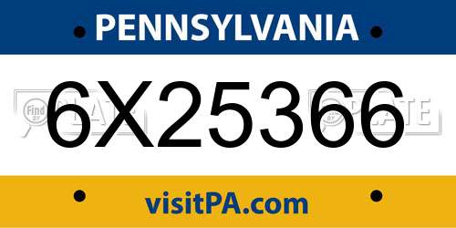 6X25366 Pennsylvania License Plate