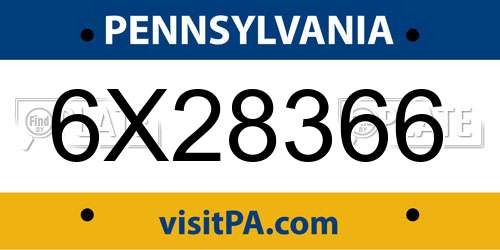 6X28366 Pennsylvania License Plate