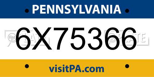 6X75366 Pennsylvania License Plate