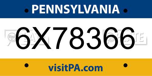 6X78366 Pennsylvania License Plate