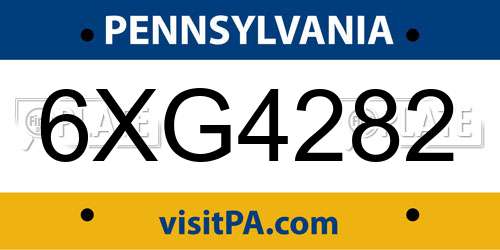 6XG4282 Pennsylvania License Plate