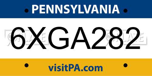 6XGA282 Pennsylvania License Plate