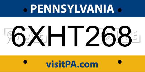 6XHT268 Pennsylvania License Plate