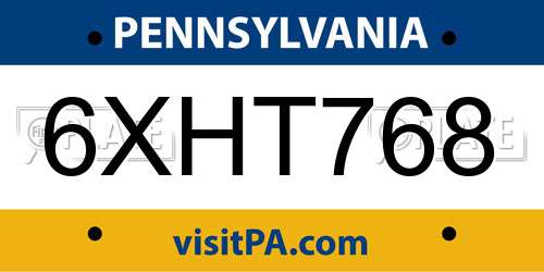 6XHT768 Pennsylvania License Plate