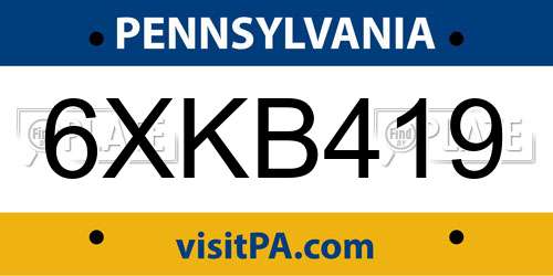 6XKB419 Pennsylvania License Plate