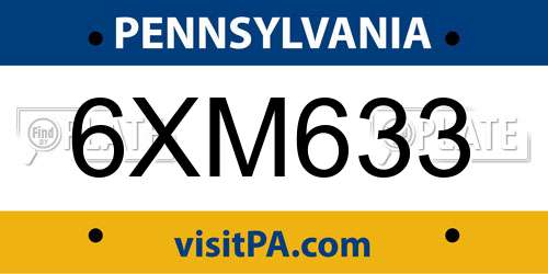 6XM633 Pennsylvania License Plate
