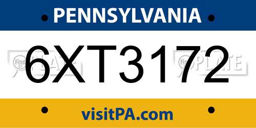 6XT3172 Pennsylvania License Plate
