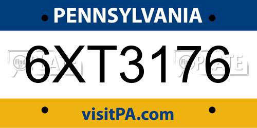 6XT3176 Pennsylvania License Plate
