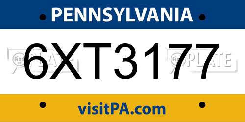 6XT3177 Pennsylvania License Plate