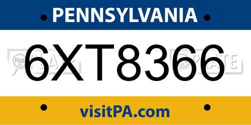 6XT8366 Pennsylvania License Plate