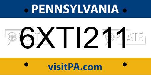6XTI211 Pennsylvania License Plate