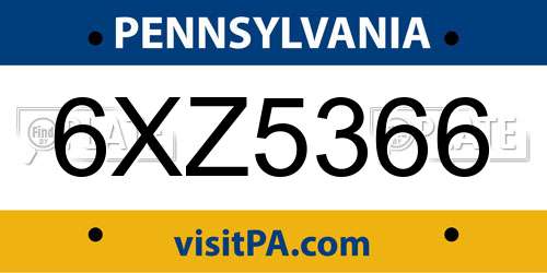 6XZ5366 Pennsylvania License Plate