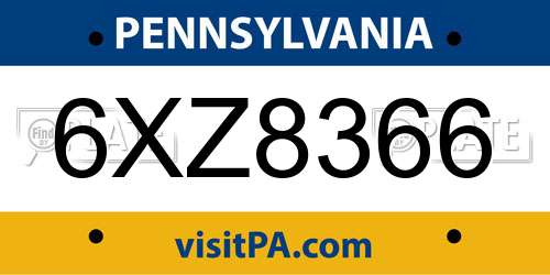 6XZ8366 Pennsylvania License Plate