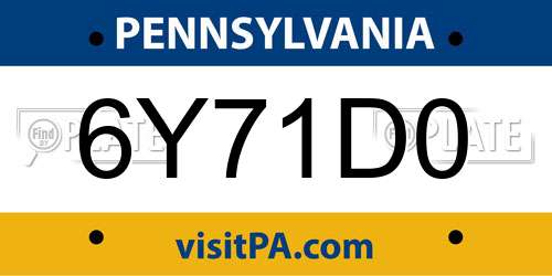 6Y71D0 Pennsylvania License Plate