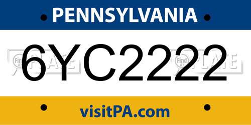 6YC2222 Pennsylvania License Plate