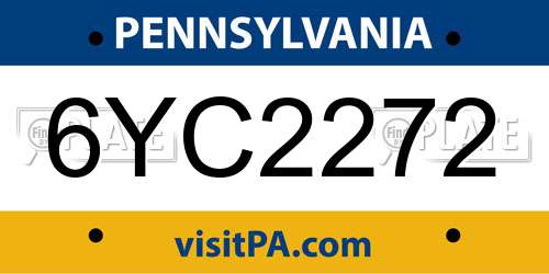 6YC2272 Pennsylvania License Plate