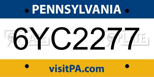 6YC2277 Pennsylvania License Plate