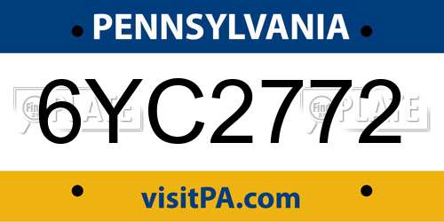 6YC2772 Pennsylvania License Plate