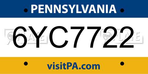 6YC7722 Pennsylvania License Plate