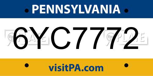 6YC7772 Pennsylvania License Plate