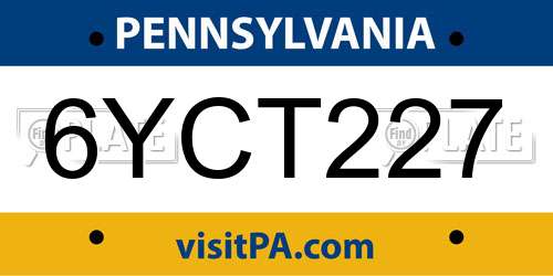 6YCT227 Pennsylvania License Plate