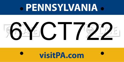 6YCT722 Pennsylvania License Plate