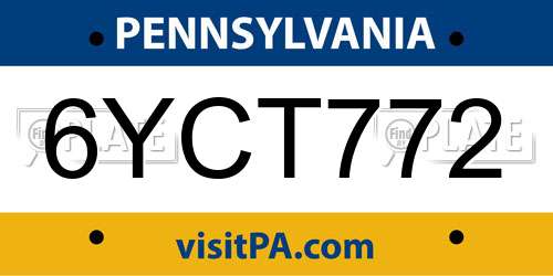 6YCT772 Pennsylvania License Plate