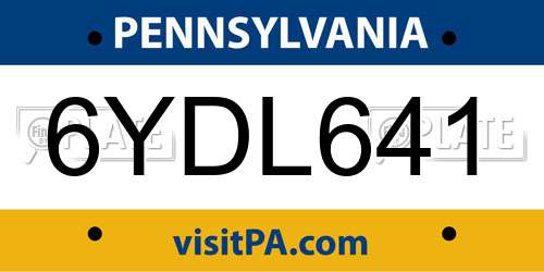 6YDL641 Pennsylvania License Plate