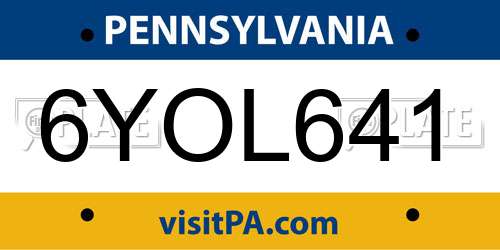 6YOL641 Pennsylvania License Plate