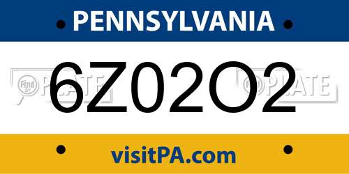 6Z02O2 Pennsylvania License Plate