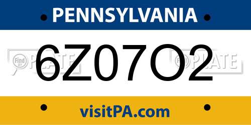 6Z07O2 Pennsylvania License Plate