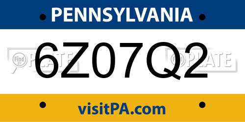 6Z07Q2 Pennsylvania License Plate