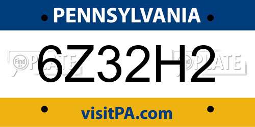 6Z32H2 Pennsylvania License Plate