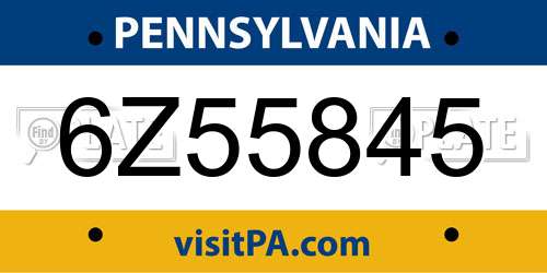 6Z55845 Pennsylvania License Plate