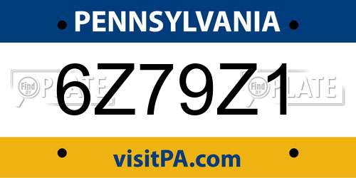 6Z79Z1 Pennsylvania License Plate