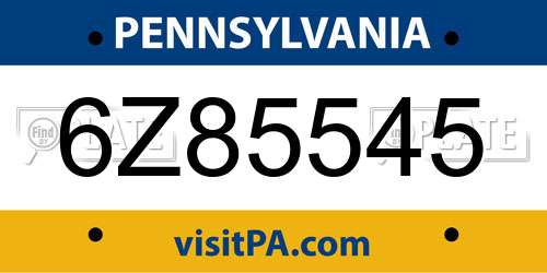 6Z85545 Pennsylvania License Plate