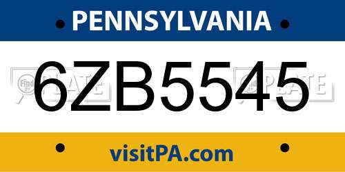 6ZB5545 Pennsylvania License Plate