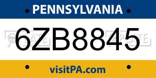 6ZB8845 Pennsylvania License Plate