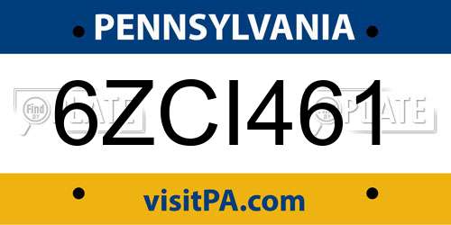 6ZCI461 Pennsylvania License Plate
