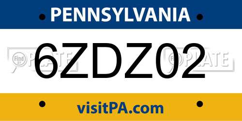 6ZDZ02 Pennsylvania License Plate