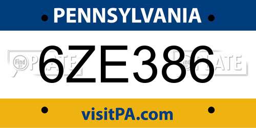 6ZE386 Pennsylvania License Plate