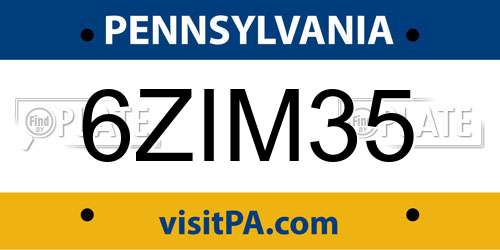 6ZIM35 Pennsylvania License Plate