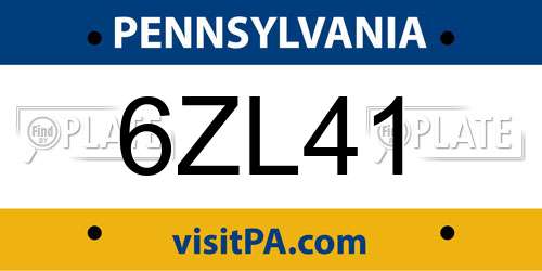 6ZL41 Pennsylvania License Plate