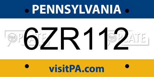 6ZR112 Pennsylvania License Plate