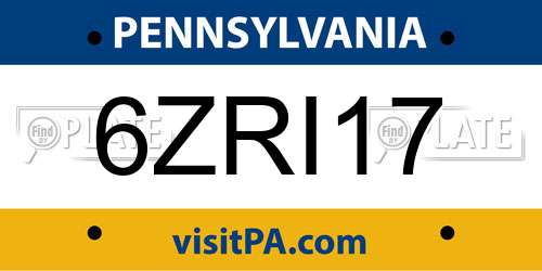 6ZRI17 Pennsylvania License Plate