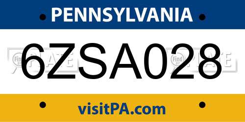 6ZSA028 Pennsylvania License Plate