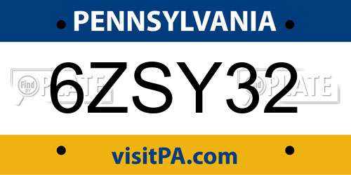 6ZSY32 Pennsylvania License Plate