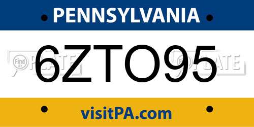 6ZTO95 Pennsylvania License Plate